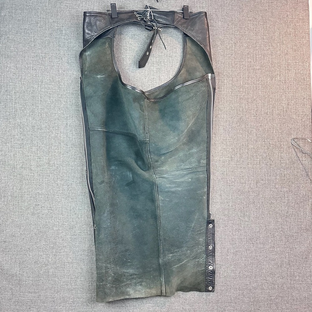 Open Road Wilsons Leather Motorcycle Chaps Size L Black Biker‎ Riding - Picture 4 of 8